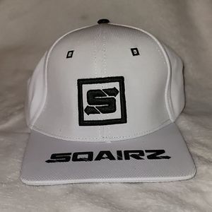Squairz Velcro Baseball Golf Hat Square Brim White & Black‎
